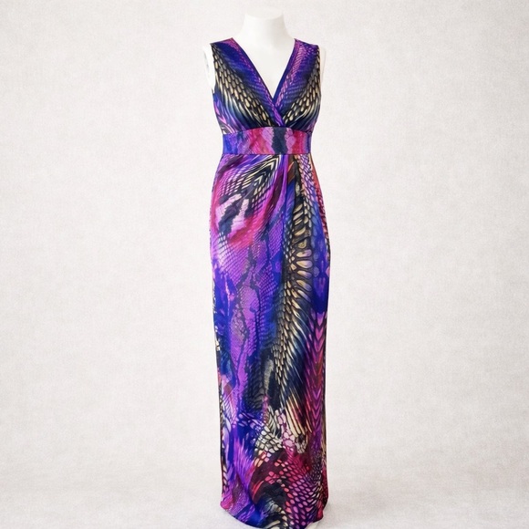 Boston Proper Purple Abstract Snake Print Bodycon Maxi Dress Size 8 - Picture 2 of 11